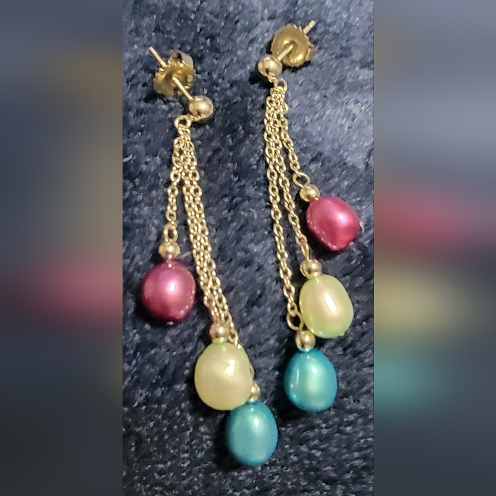 Real pearl and silver earrings
